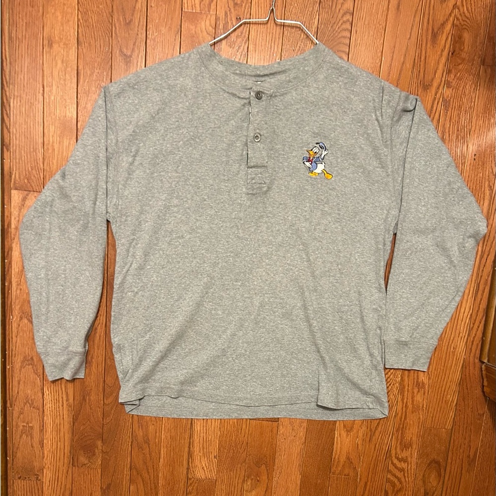Disney Gray Shirt with Green Plaid Detail